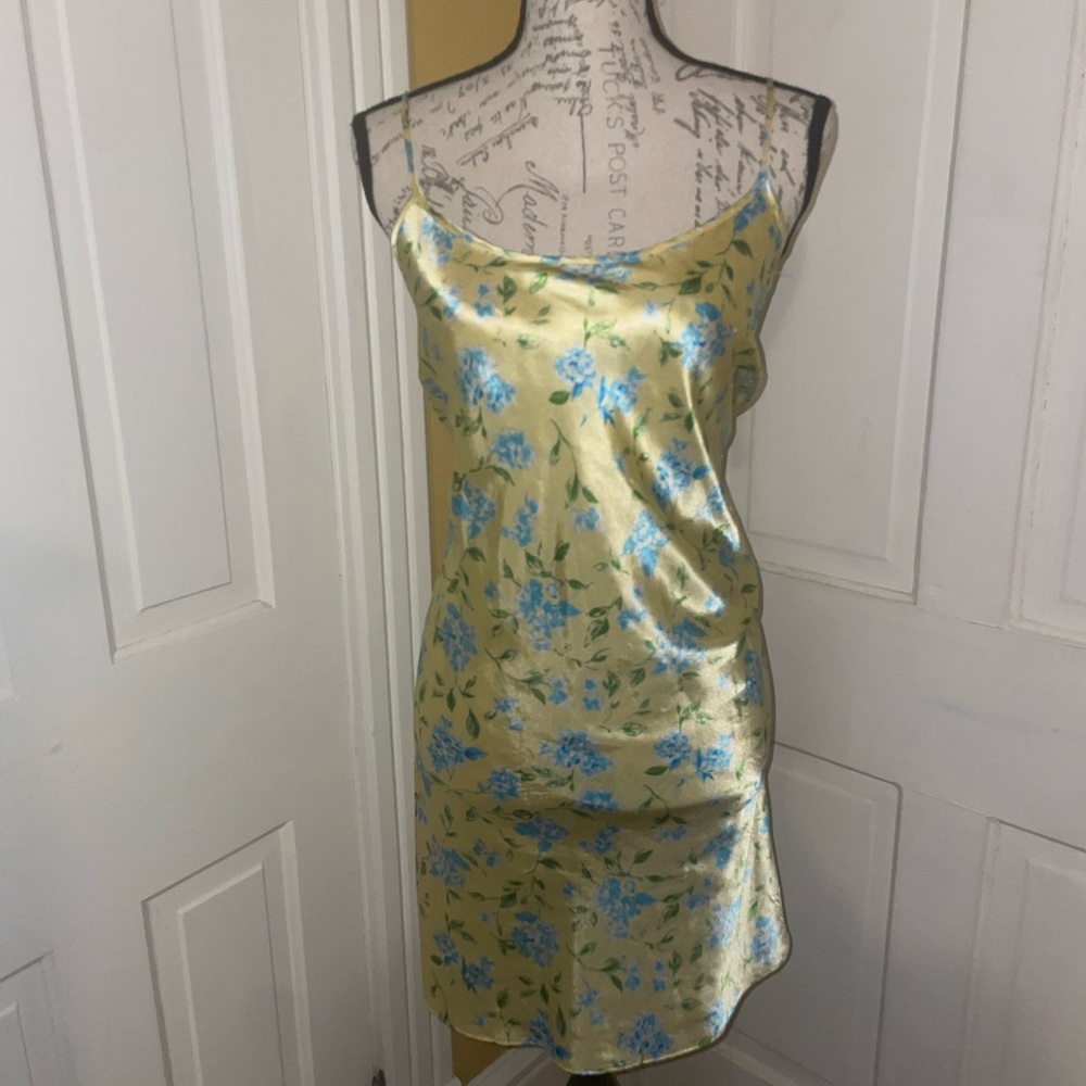 Vintage Floral Yellow Slip Dress